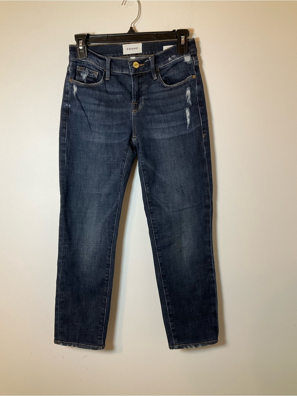 FRAME Le Garçon Crop Distressed Skinny Jeans Size 23